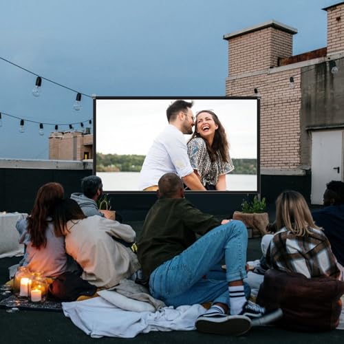 TOWOND Projector Screen with Stand,120 inches Indoor Projector Screen Outdoor Portable 16:9 4K HD Rear Front Projection Movie Screen with Carry Bag Wrinkle-Free Design for Backyard Theater - Image 3