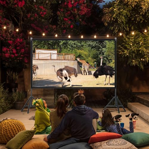 TOWOND Projector Screen with Stand,120 inches Indoor Projector Screen Outdoor Portable 16:9 4K HD Rear Front Projection Movie Screen with Carry Bag Wrinkle-Free Design for Backyard Theater - Image 2