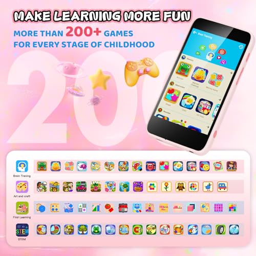 Ashfly Kids Smart Phone Ashfly 397 Touchscreen Cell Phone Educational STEM Toys with 210 Learning Games and 190 Drawing Birthday for Boys Girls Age 3 4 5 6 7 8 9 10 Year Old - Image 5