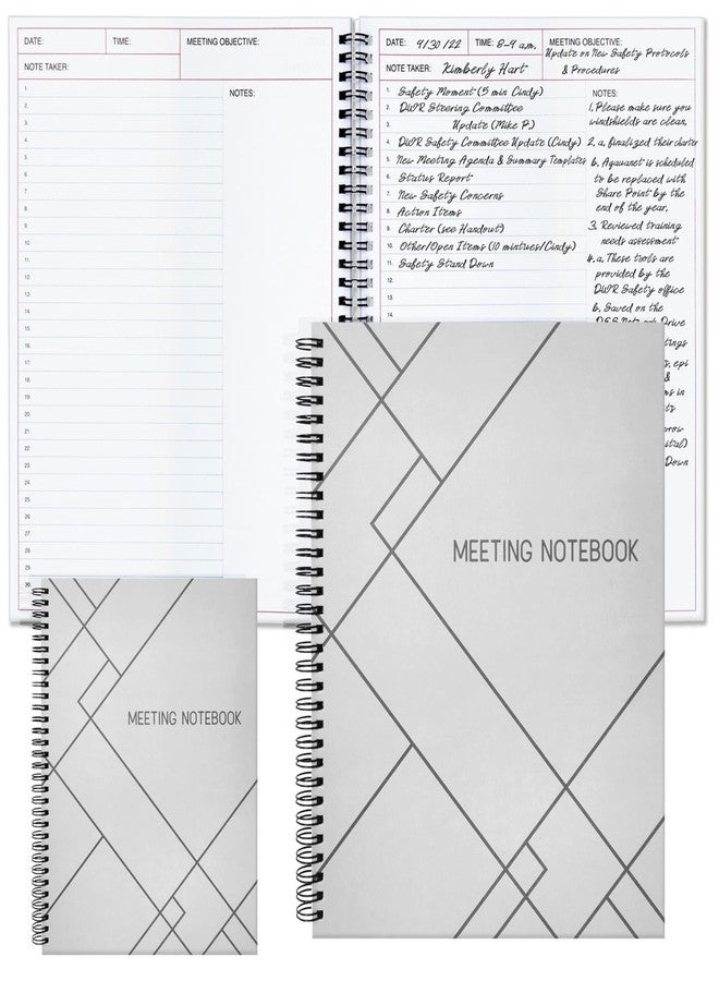 Juvale Meeting Notebook for Work - Spiral-Bound Planner Notebook for Work Planner & Office Supplies - Agenda & To Do List Notepad - 11 x 8.5 In, White, Pack of 2 - Image 2