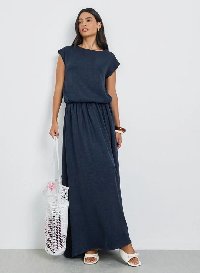 ستايلي تنورة طويلة سادة بحافة واسعة