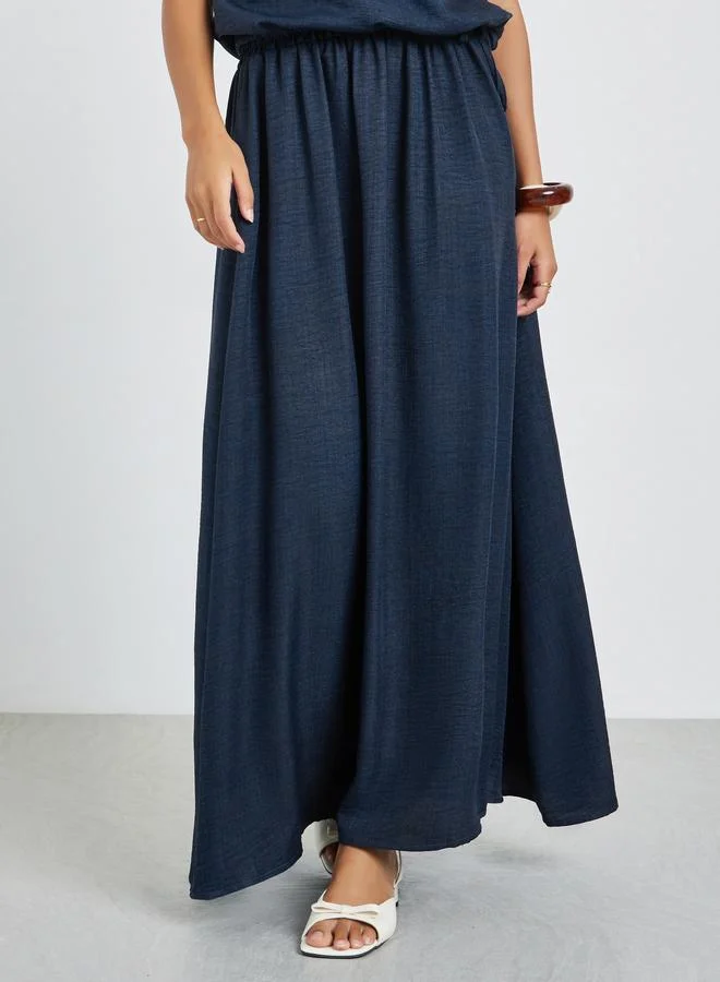 ستايلي تنورة طويلة سادة بحافة واسعة