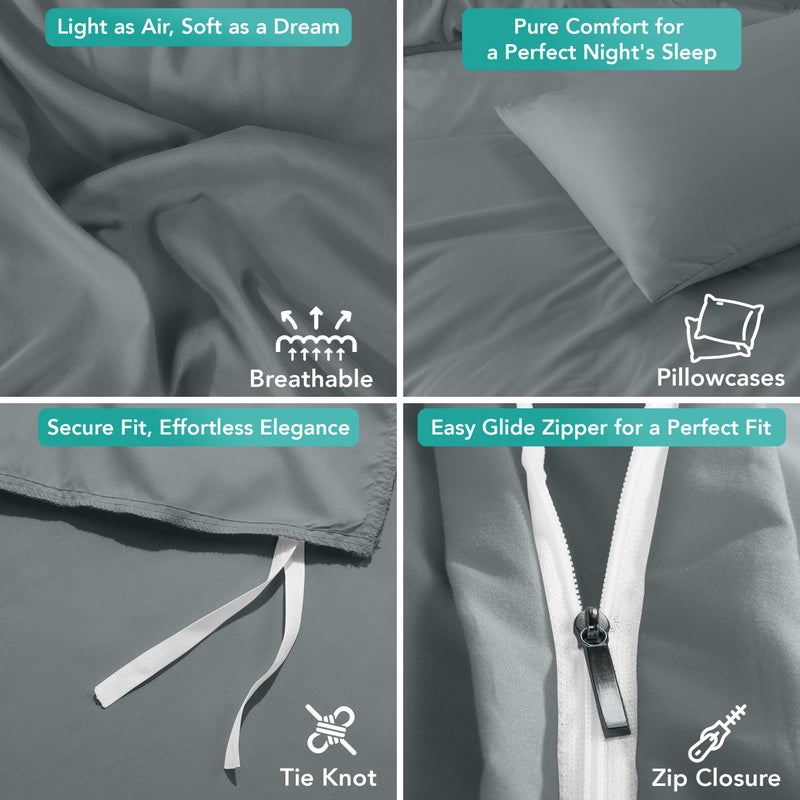 Utopia Bedding Duvet Cover Set with Pillowcases - 3 Pieces Bedding Duvet Cover with Zipper Closure - 1 Duvet Cover with 2 Pillowcases - Soft Brushed Microfiber (Queen  Grey) - Image 5
