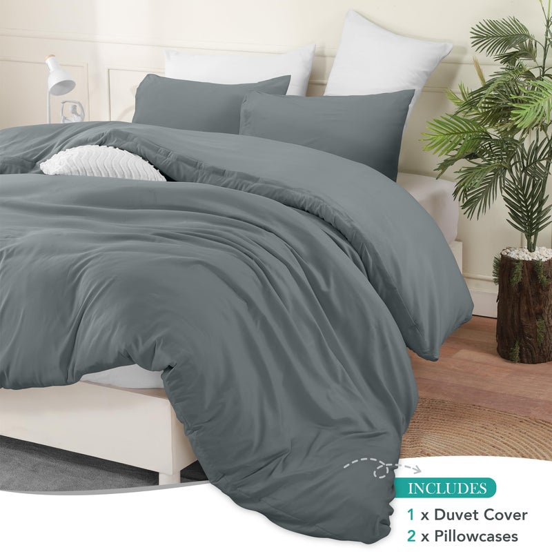 Utopia Bedding Duvet Cover Set with Pillowcases - 3 Pieces Bedding Duvet Cover with Zipper Closure - 1 Duvet Cover with 2 Pillowcases - Soft Brushed Microfiber (Queen  Grey) - Image 3