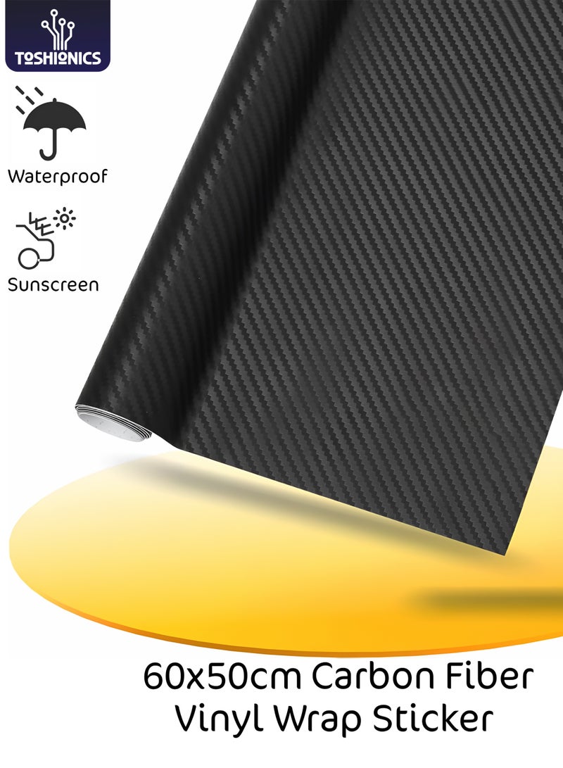 توشيونيكس ملصق فينيل رباعي الأبعاد بألياف الكربون 50×60 سم T114105 | ورقة PVC ذاتية اللصق بألياف الكربون | فيلم مقاوم للماء وخالٍ من الفقاعات لتزيين السيارات من الداخل والخارج - Image 1