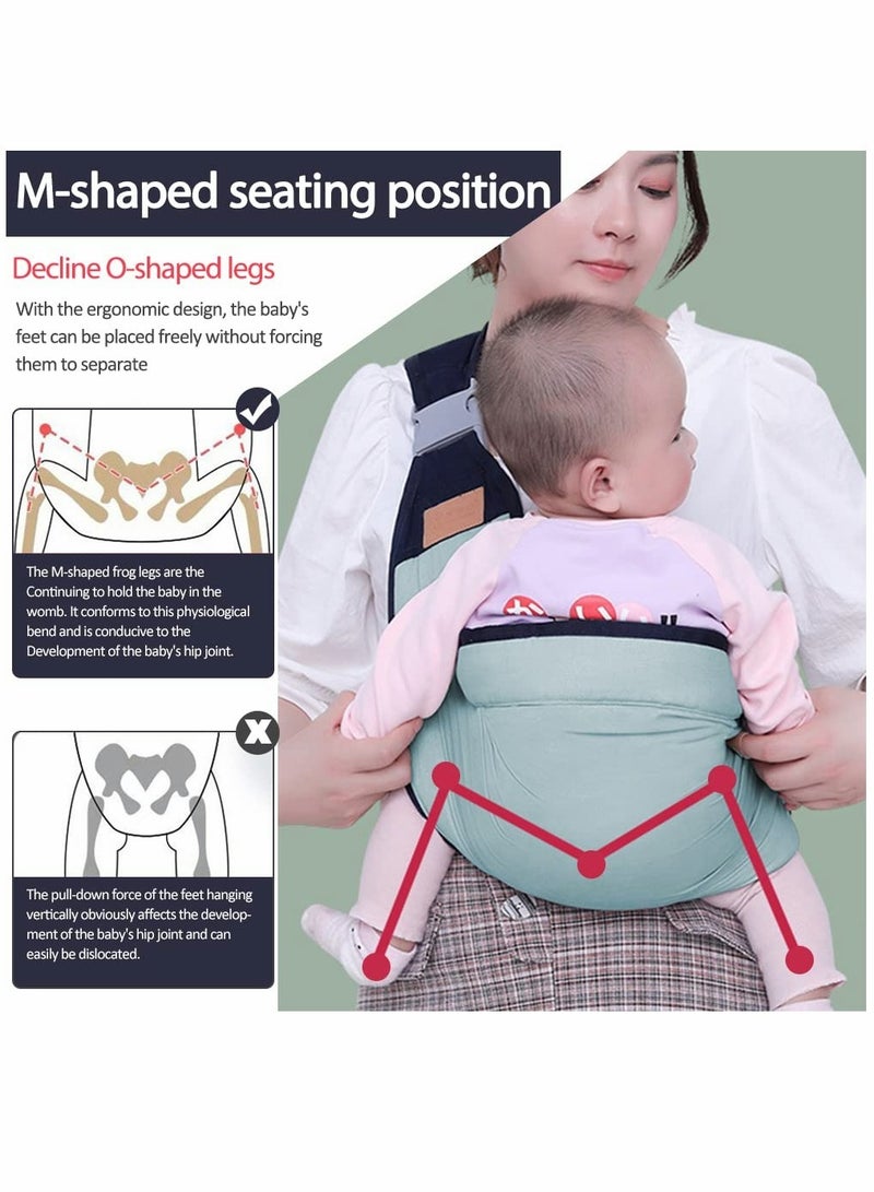 SOLARAE Baby Carriers, Ergonomic Baby Strap one Shoulder Labor-Saving Polyester Baby Half Wrapped Sling, Adjustable 3D Mesh Baby Carrier Wrap Shoulder Straps for Pool Beach (dark green) - Image 2