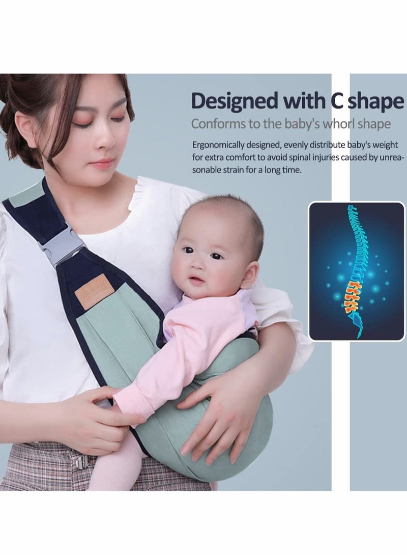 SOLARAE Baby Carriers, Ergonomic Baby Strap one Shoulder Labor-Saving Polyester Baby Half Wrapped Sling, Adjustable 3D Mesh Baby Carrier Wrap Shoulder Straps for Pool Beach (dark green) - Image 4