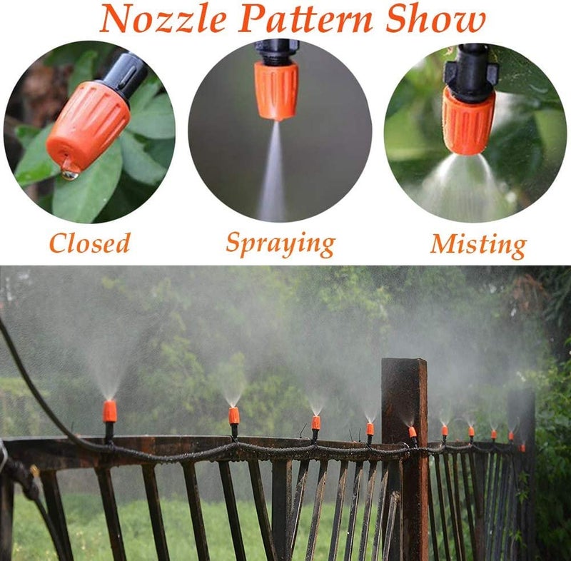 APPSTER Plastic Drip Irrigation Misting Nozzles with Tee Adjustable Garden Dripper Fogger Spray Emitters Sprinkler Atomizing Micro Mist Head Atomizer for Greenhouse Watering System Sprayers - 10pcs - Image 2