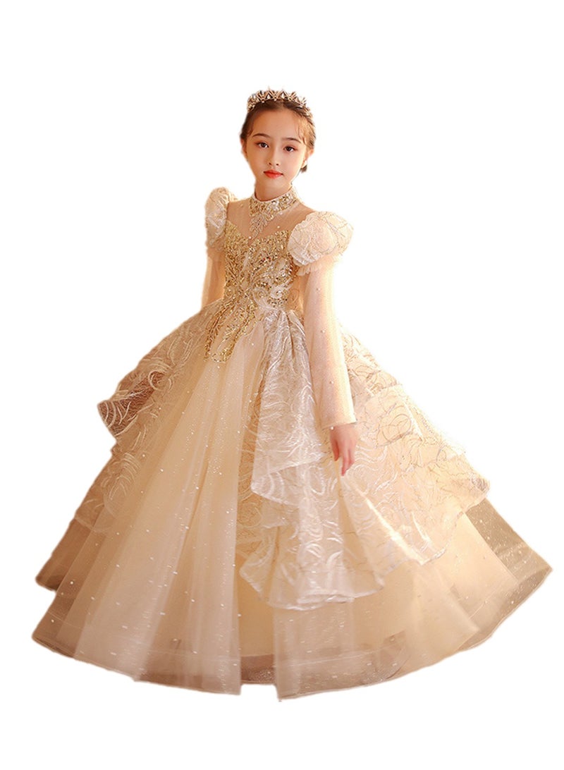 Children's dress new princess dress evening dress little girl performance piano catwalk dress Costumes - Image 1