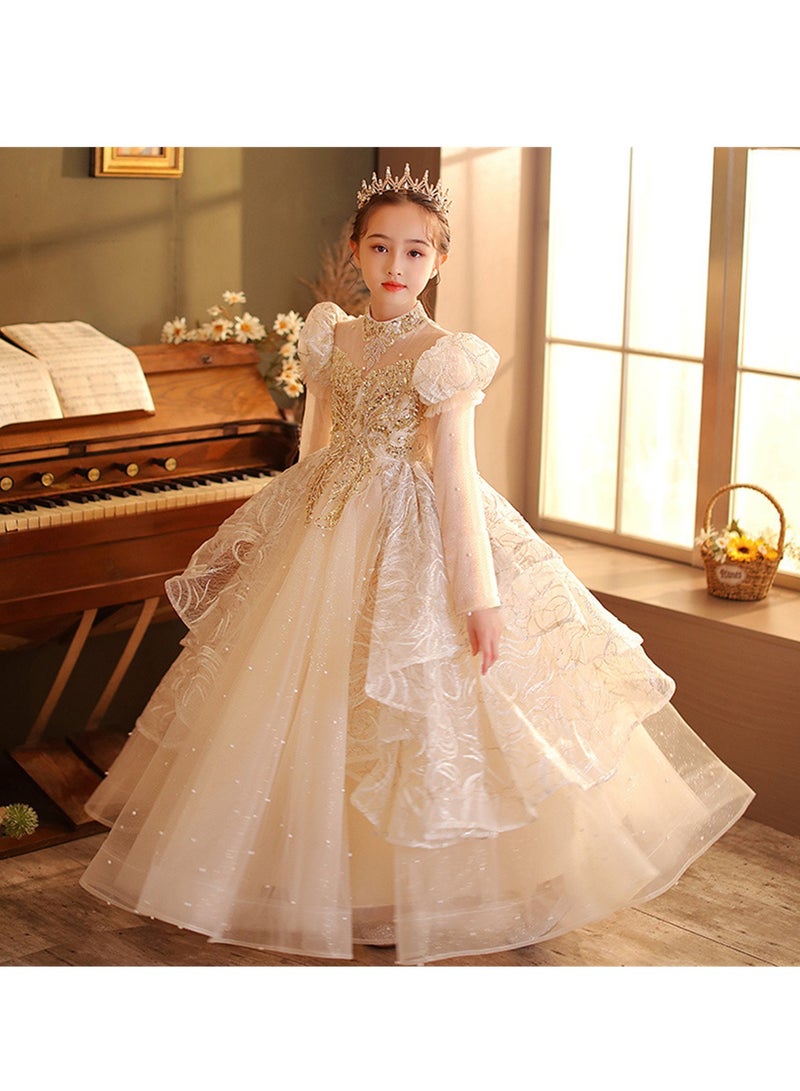 Children's dress new princess dress evening dress little girl performance piano catwalk dress Costumes - Image 2