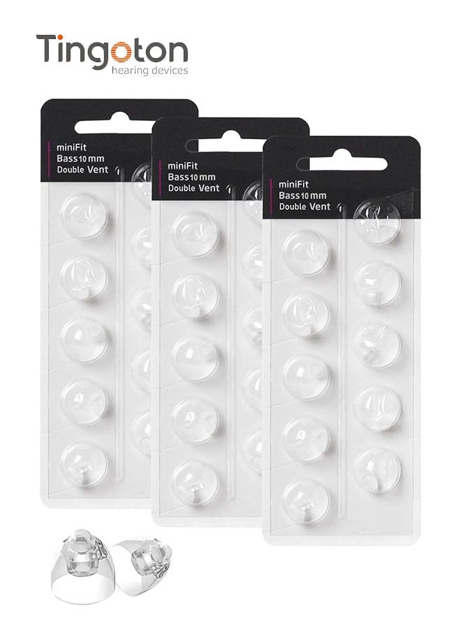 Tingoton Tingoton Hearing Aid Domes for Oticon MiniFit Double Vent Bass Domes: 3 Packs (10mm), Universal Domes for Oticon Hearing Aid Supplies  - Image 1