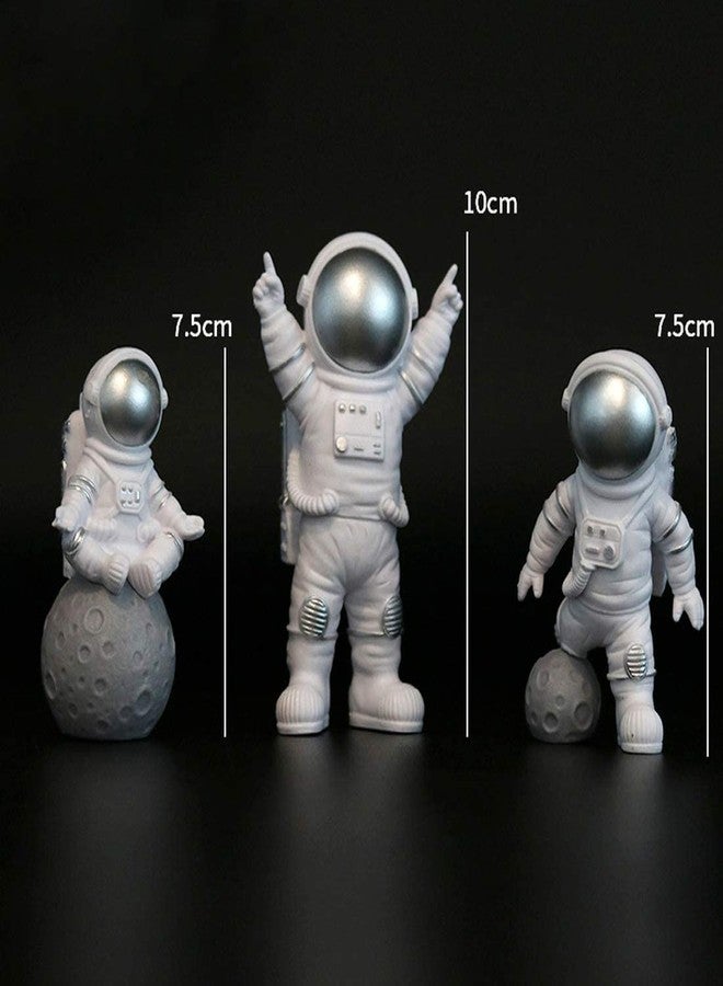 HEAVY DRIVER Home Decor Alphabet Astronaut Statue Decoration Bedroom Model Rack Theme Party Space Decoration Desktop Ornaments Outer Spaceman Toys Office Desktop Figurine Set Of 3 (Silver) - Image 4