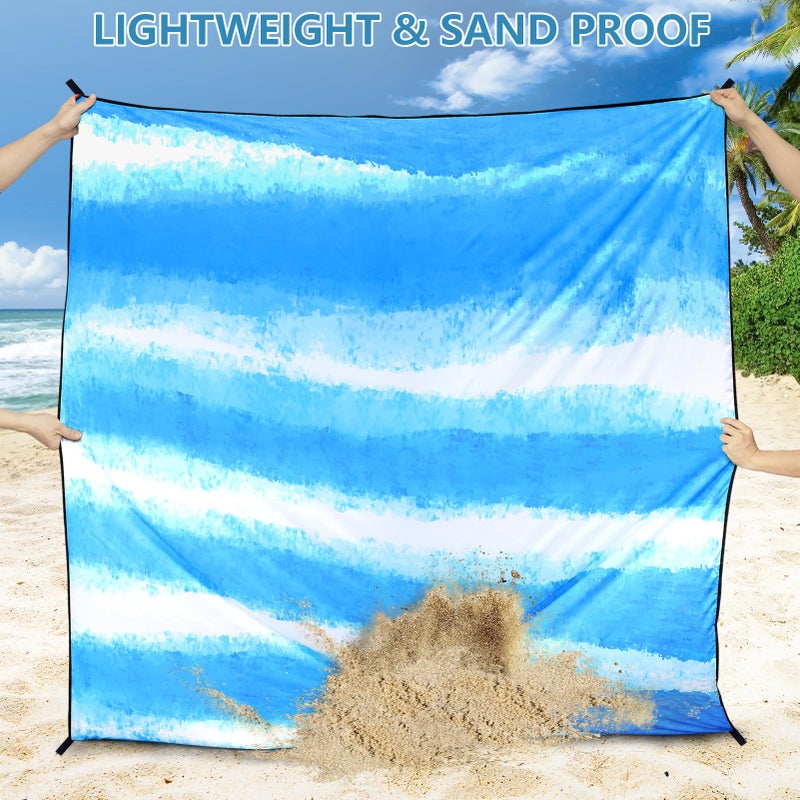 WIWIGO Beach Blanket Waterproof Sandproof Beach Mat 79" X 83"/10'x9'for 2-8 Adults Quick Drying Outdoor Picnic Mat Beach Accessories for Travel, Camping, Hiking - Image 3