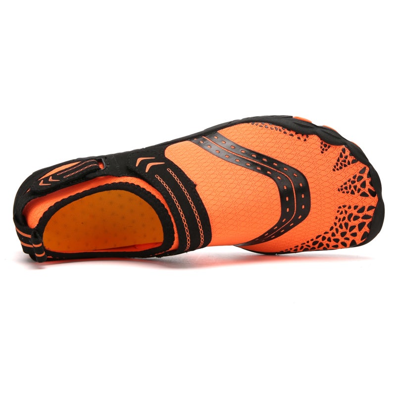 Lightweight Trekking Shoes: Size 45 Orange, Flexible Spandex Upper, Anti-Slip Thick Rubber Sole - Breathable Air Hole Design, EVA Ventilated Insole for Outdoor Trekking, Beach Use - Image 4
