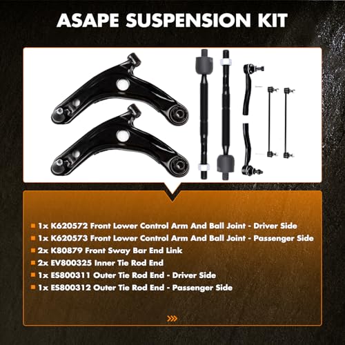ASAPE 8 PCS Control Arm Ball Joint Tie Rod End Sway Bar End Link Suspension Kit Fit for 2007-2012 for Toyota Yaris - Image 2