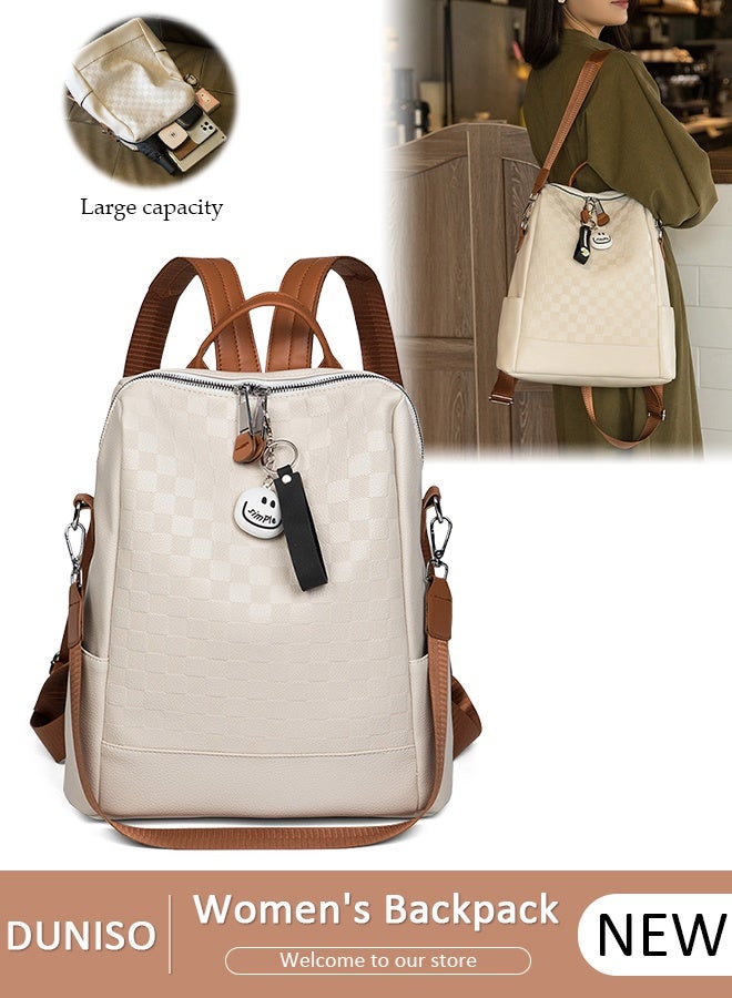 DUNISO Large Capacity Travel Backpack For Women Faux Leather School Backpack Anti Theft Double Shoulder Backpack For College Girls Students - Image 1