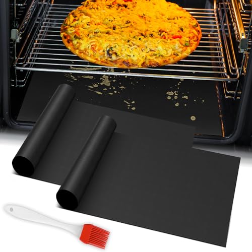 Mimekitchen Oven Liners for Bottom of Oven, 2 Pack Reusable Large Thick Heavy Duty Teflon Oven Mat Set, Non Stick Oven Mats for Bottom of Electric Oven Gas Oven Toaster Oven Microwave Stove Grill, Easy to Clean - Image 1