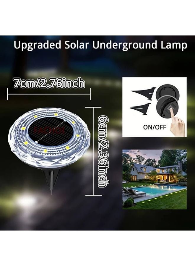 4 عبوات من مصابيح أرضية شمسية صغيرة 8 لمبات إل إي دي أبيض بارد إضاءة خارجية للمناظر الطبيعية للحديقة - Image 3