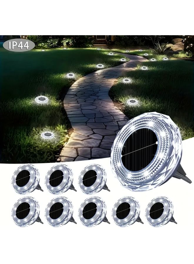 4 عبوات من مصابيح أرضية شمسية صغيرة 8 لمبات إل إي دي أبيض بارد إضاءة خارجية للمناظر الطبيعية للحديقة - Image 4