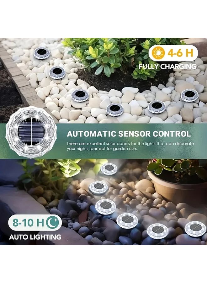 4 عبوات من مصابيح أرضية شمسية صغيرة 8 لمبات إل إي دي أبيض بارد إضاءة خارجية للمناظر الطبيعية للحديقة - Image 5