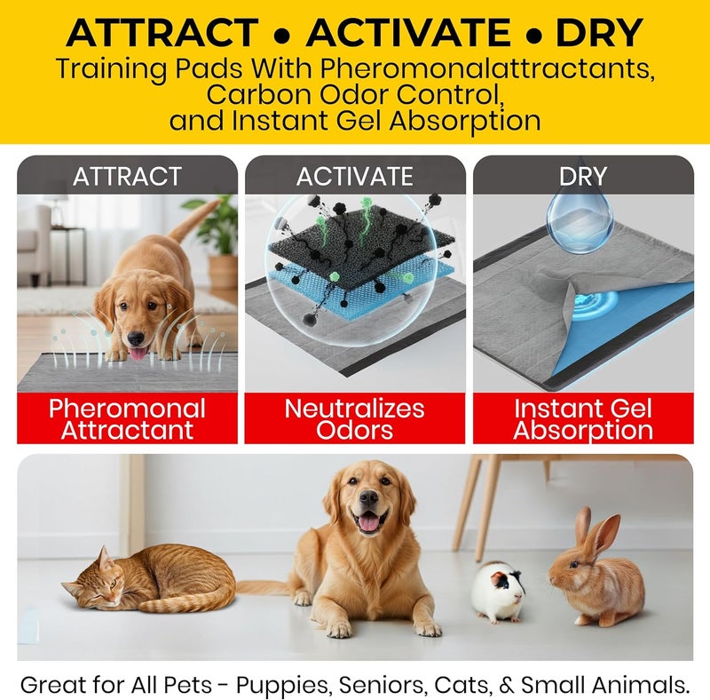 Glad for Pets Black Charcoal Puppy Pads | Puppy Potty Training Pads That ABSORB & NEUTRALIZE Urine Instantly | New & Improved Quality 100 Count FF8654 - Image 5