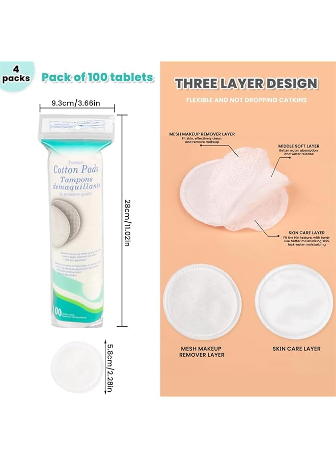 YARDHOBI Pure And Natural Stitched Cotton Rounds For Face Makeup Remover Pads Premium For Removing Makeup Nail Polish And Cleansing Face Hypoallergenic (Pack Of 4) - Image 5