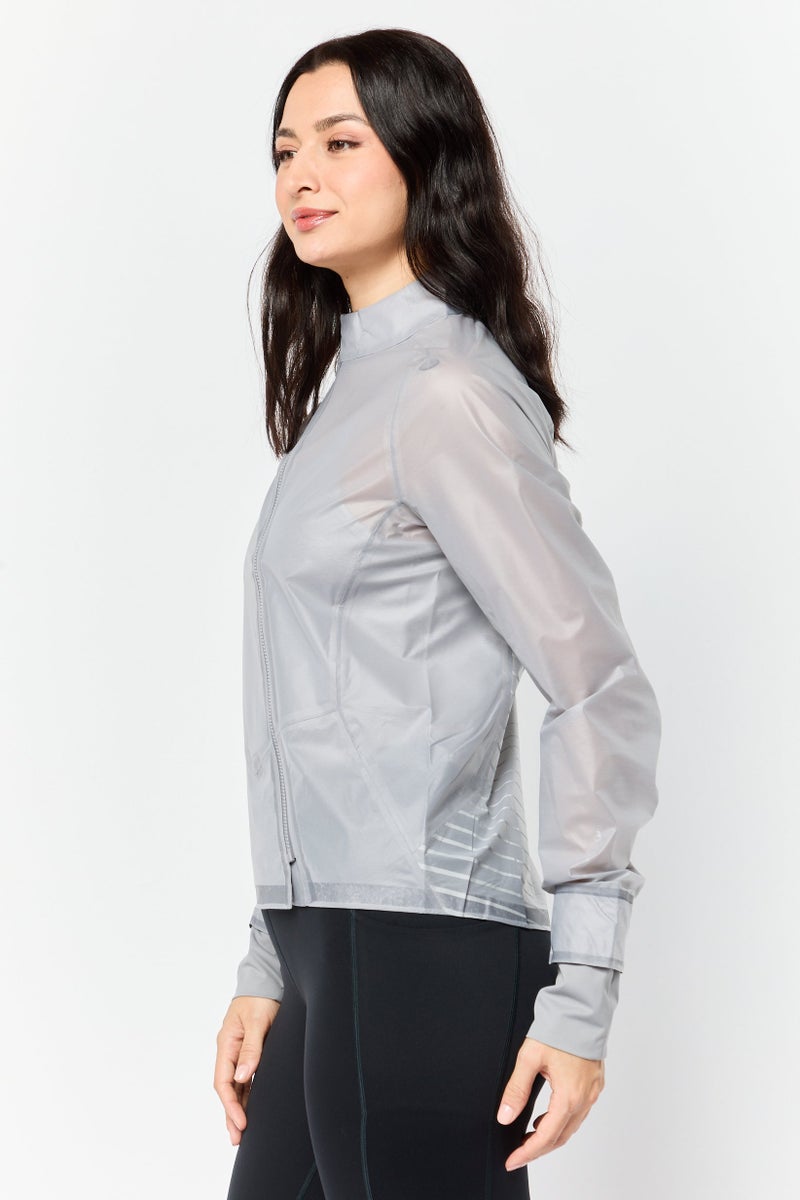 Hoka Men Performance Fit Long Sleeve Training Shield Track Jacket, Grey - Image 3