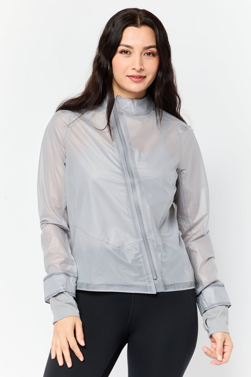 Hoka Men Performance Fit Long Sleeve Training Shield Track Jacket, Grey - Image 1