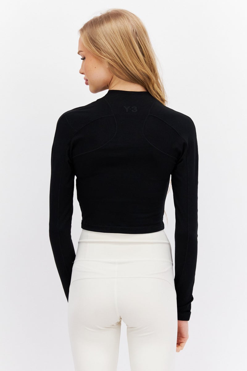Adidas Adidas Y-3 By Yohji Yamamoto Women Sportswear Fit Long Sleeve Outdoor Crop Top, Black  - Image 3