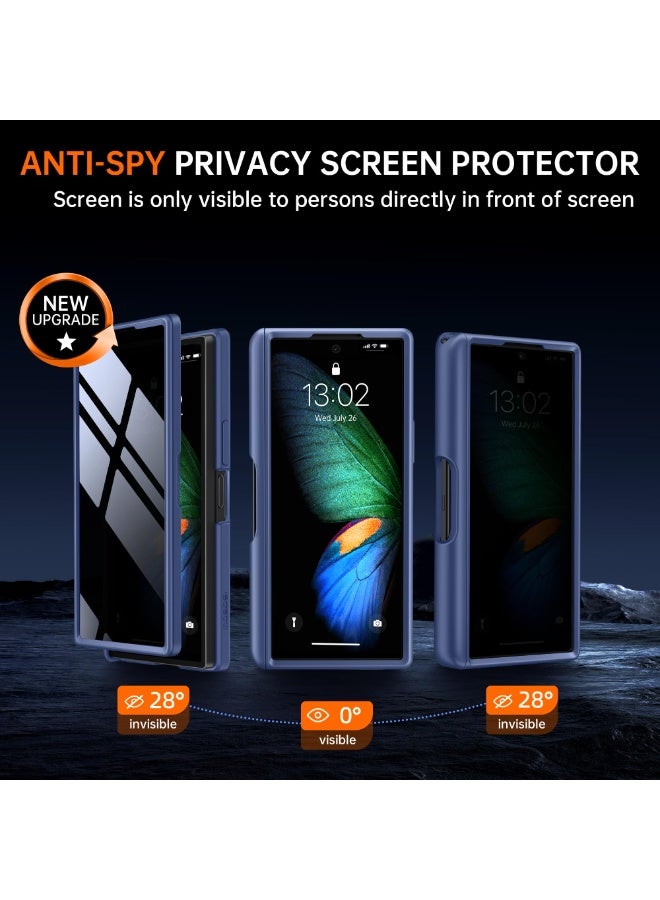 موبوسي جراب لهاتف سامسونج جالاكسي زد فولد 6 مع واقي شاشة مدمج للخصوصية، متوافق مع خاصية ماجسيف، مزود بحامل مدمج وحماية كاملة للمفصلة، غطاء حماية مضاد للصدمات نحيف باللون الأزرق - Image 3