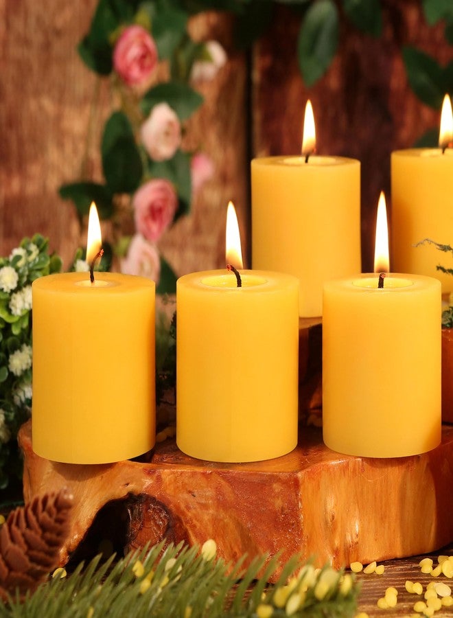 MAKALONE 4 Pack Natural Beeswax Pillar Candles,2x2in 100% Pure Beeswax Candles-80 Hours Long Burning,Unscented Bees Wax Candles for Home,Prayer,Emergency,Dripless Smokeless Organic Pillar Candles Bluk - Image 1