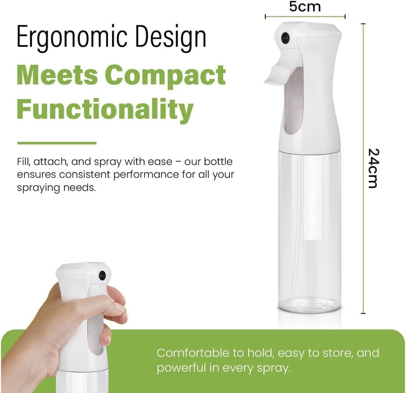 VIGOR PATH Continuous Spray Bottle for Hair â€“ Fine Mist Mister for Styling, Cleaning, Plants, Pets, Salons, and Essential Oil Use (300ml / 10.1 oz, Clear) - Image 4
