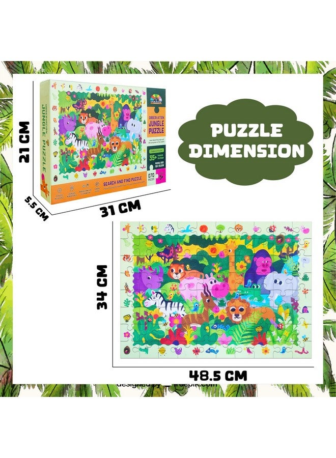 VGRASSP 70 Pcs Wildlife Themed Interlocking Jungle and Animal Puzzle Toy - Search, Find and Connect Educational, Challenging & Brain Booster Jigsaw Puzzle for Kids, Boys and Girls - Image 3