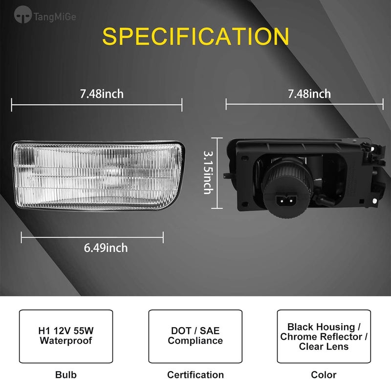 TangMiGe Fog Lights for 1992-1999 BMW E36 3 Series - Clear Lens with H1 Bulbs - Image 3