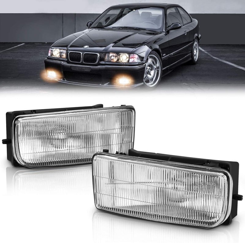 TangMiGe Fog Lights for 1992-1999 BMW E36 3 Series - Clear Lens with H1 Bulbs - Image 1