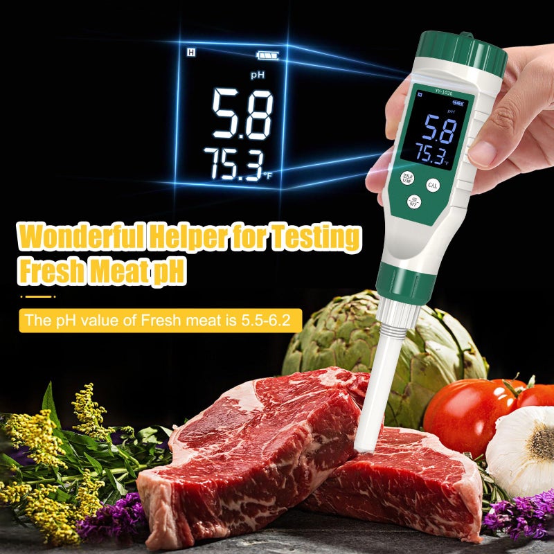 Yewhick Digital pH Meter for Food, Food pH Tester with High Accuracy pH Probe for Sourdough and Bread, Food pH Meter for Canning, Meat, Cheese, Solid Samples and Water, 0.01 Resolution - Image 4