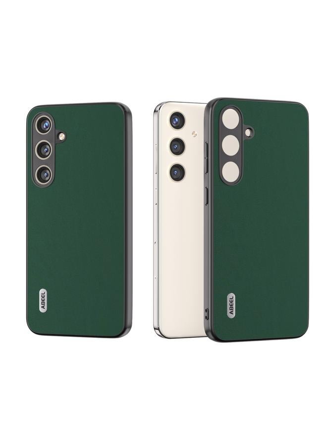 erorex Case For Samsung Galaxy S24 5G ABEEL Genuine Leather Silky Soft Black Edge Phone Case - Image 1