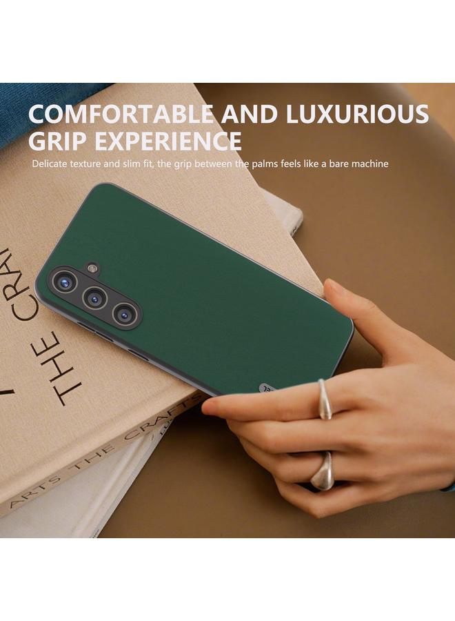 erorex Case For Samsung Galaxy S24 5G ABEEL Genuine Leather Silky Soft Black Edge Phone Case - Image 2