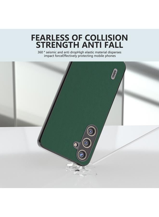 erorex Case For Samsung Galaxy S24 5G ABEEL Genuine Leather Silky Soft Black Edge Phone Case - Image 4