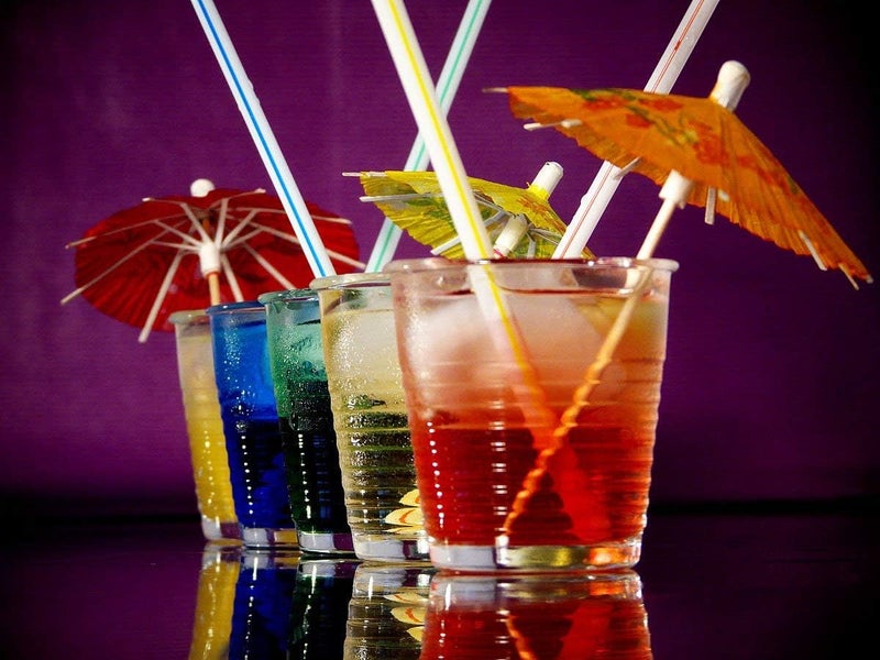 Amit Marketing Mini Paper Cocktail Umbrellas | Colourful Drink Umbrella Picks Decoration for Party, Cake, Mocktails | Disposable Wooden Bamboo Luau Sticks for Hawaiian & Tropical Theme - 140 Pcs - Image 3