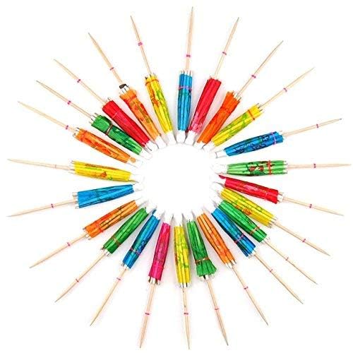 Amit Marketing Mini Paper Cocktail Umbrellas | Colourful Drink Umbrella Picks Decoration for Party, Cake, Mocktails | Disposable Wooden Bamboo Luau Sticks for Hawaiian & Tropical Theme - 140 Pcs - Image 5