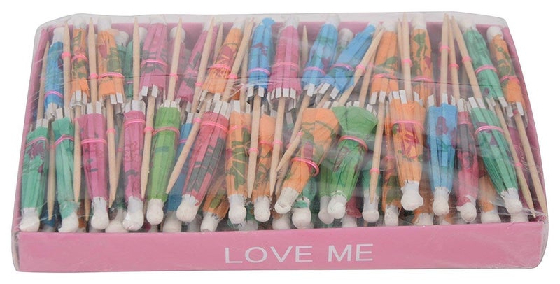 Amit Marketing Mini Paper Cocktail Umbrellas | Colourful Drink Umbrella Picks Decoration for Party, Cake, Mocktails | Disposable Wooden Bamboo Luau Sticks for Hawaiian & Tropical Theme - 140 Pcs - Image 4