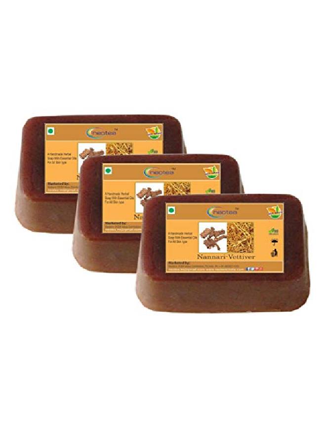 neotea مجموعة صابون عشبي مصنوع يدويًا ناناري فيتيفر 225 جرام (عبوة من 3) - Image 2