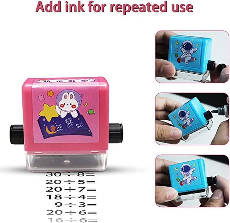 OneNine Math Roller Stamp for Kids, 2pcs Reusable Multiply and Division Seal Arithmetic Artifact Teaching Stamps Within 100 Math Practice Questions Learning Toy for Preschool Kindergarten Home School - Image 4