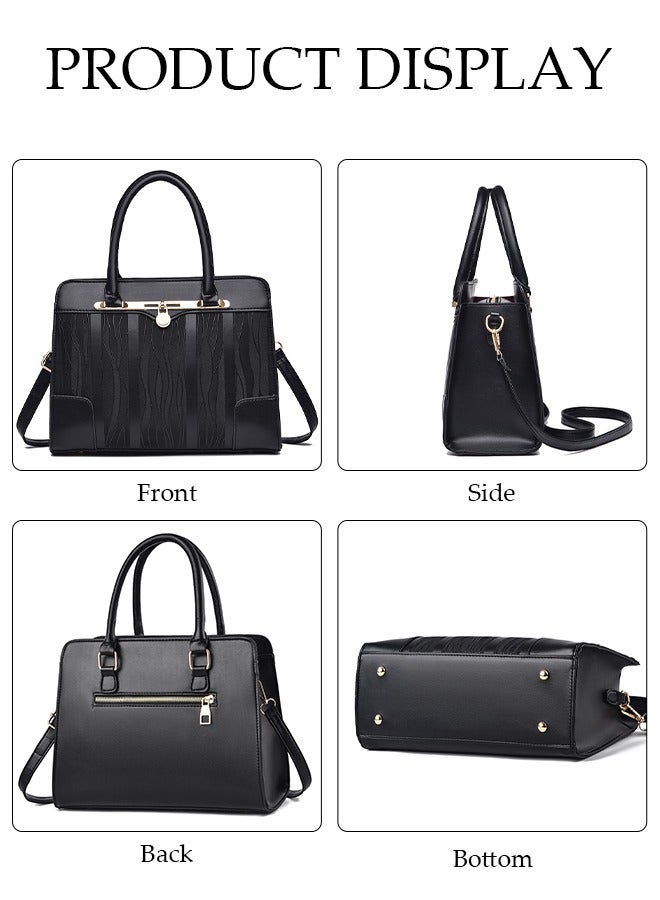 DUNISO Women's Vintage Tote Bag Handbags with Large Capacity Faux Leather Shoulder Bag Ladies Fashion Designer Satchel Crossbody Bag with Detachable Strap for Ladies - Image 3