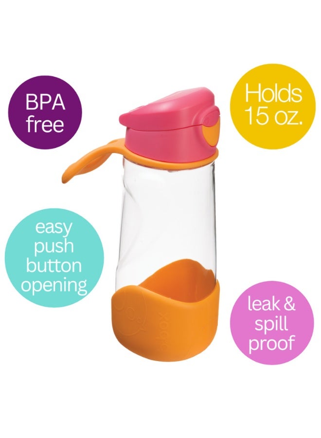B.Box Sport Spout Drink Bottle for Kids | Easy-Flow Silicone Spout | Leakproof Push Button Lid | Ergonomic Triangle Grip | BPA-Free Tritan™ Water Bottle | 15.2 fl oz | 450ml-Strawberry Shake - Image 2