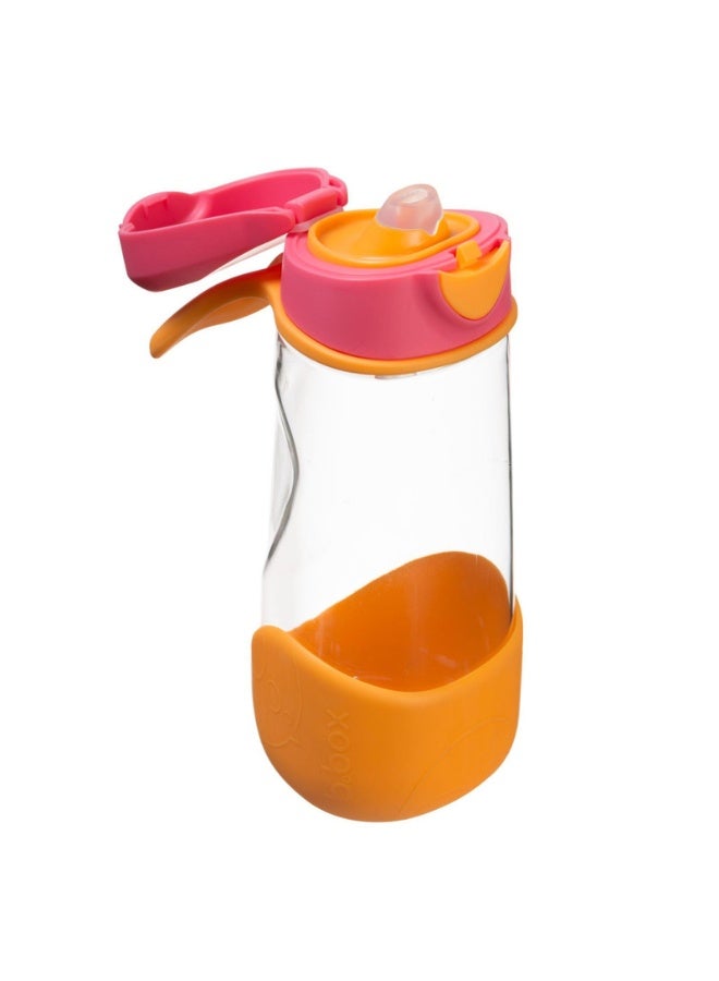 B.Box Sport Spout Drink Bottle for Kids | Easy-Flow Silicone Spout | Leakproof Push Button Lid | Ergonomic Triangle Grip | BPA-Free Tritan™ Water Bottle | 15.2 fl oz | 450ml-Strawberry Shake - Image 1