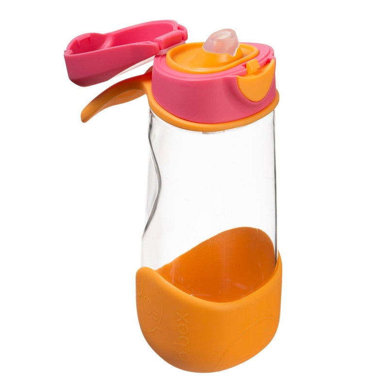B.Box Sport Spout Drink Bottle for Kids | Easy-Flow Silicone Spout | Leakproof Push Button Lid | Ergonomic Triangle Grip | BPA-Free Tritan™ Water Bottle | 15.2 fl oz | 450ml-Strawberry Shake - Image 1