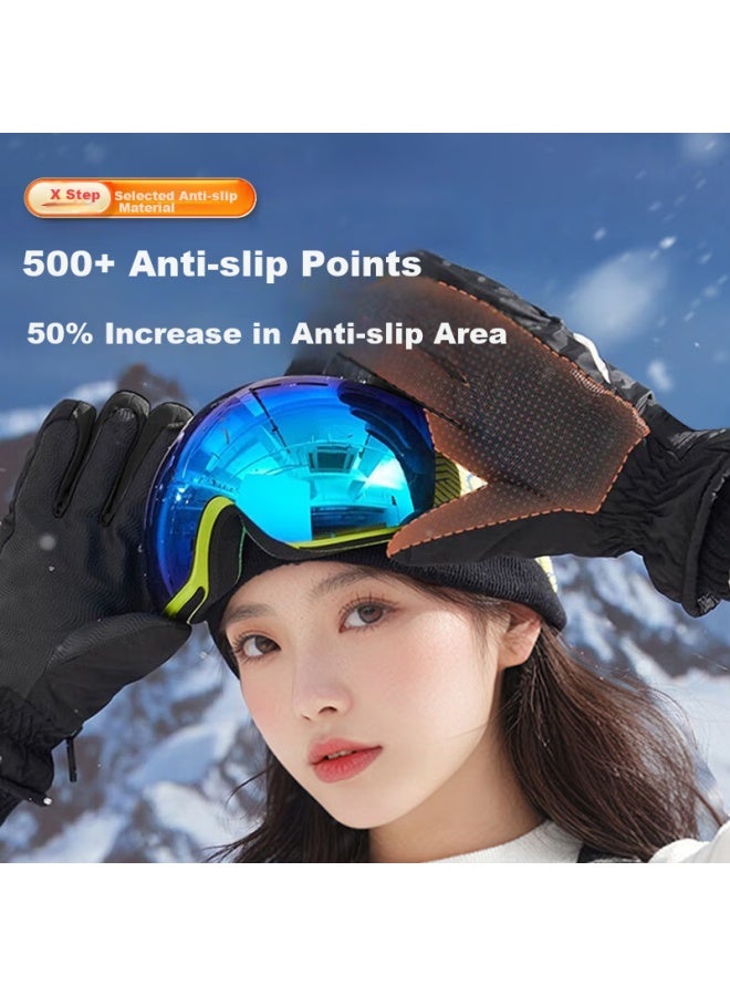 Xtep Ski Gloves, Fleece-lined, Warm, Windproof, Cold-resistant, Waterproof, For Men And Women, Touchscreen Compatible, Outdoor Cycling, Sports, Winter, Black - Image 4