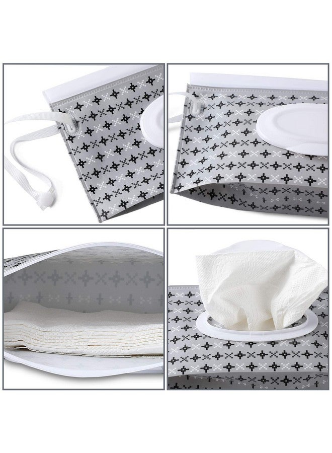 FEBSNOW 4 Pack Baby Wipe Dispenserportable Refillable Wipe Holderbaby Wipes Containerwipe Dispenser Reusable Travel Wet Wipe Pouch(Geometric) - Image 4